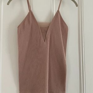 Free People Pink Ribbed Tank Top